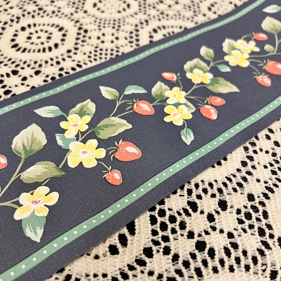 Other - Vintage Floral Strawberry Wallpaper Border | 1 Full Roll | Cottage